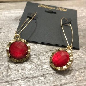 NWT Katheryn Kent Gold Tone & Red Earrings!